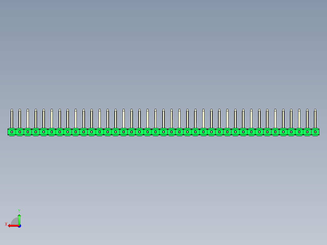 彩色公排针 100mil 2.54mm 系列-DS1022_green_39p_100mil_TypeU_rev1.0后视图