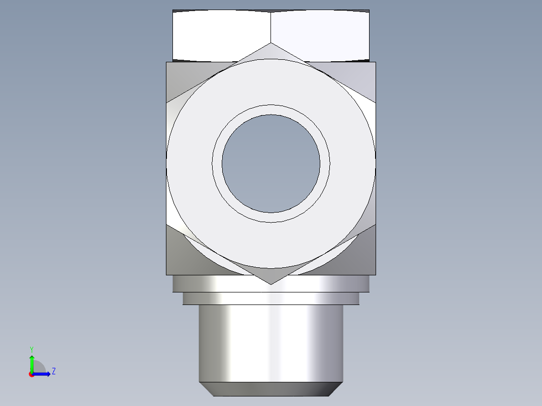 卡套式工业通用硬管接头EO_High_pressure_banjo_tee_TH18LMKDSCF左视图