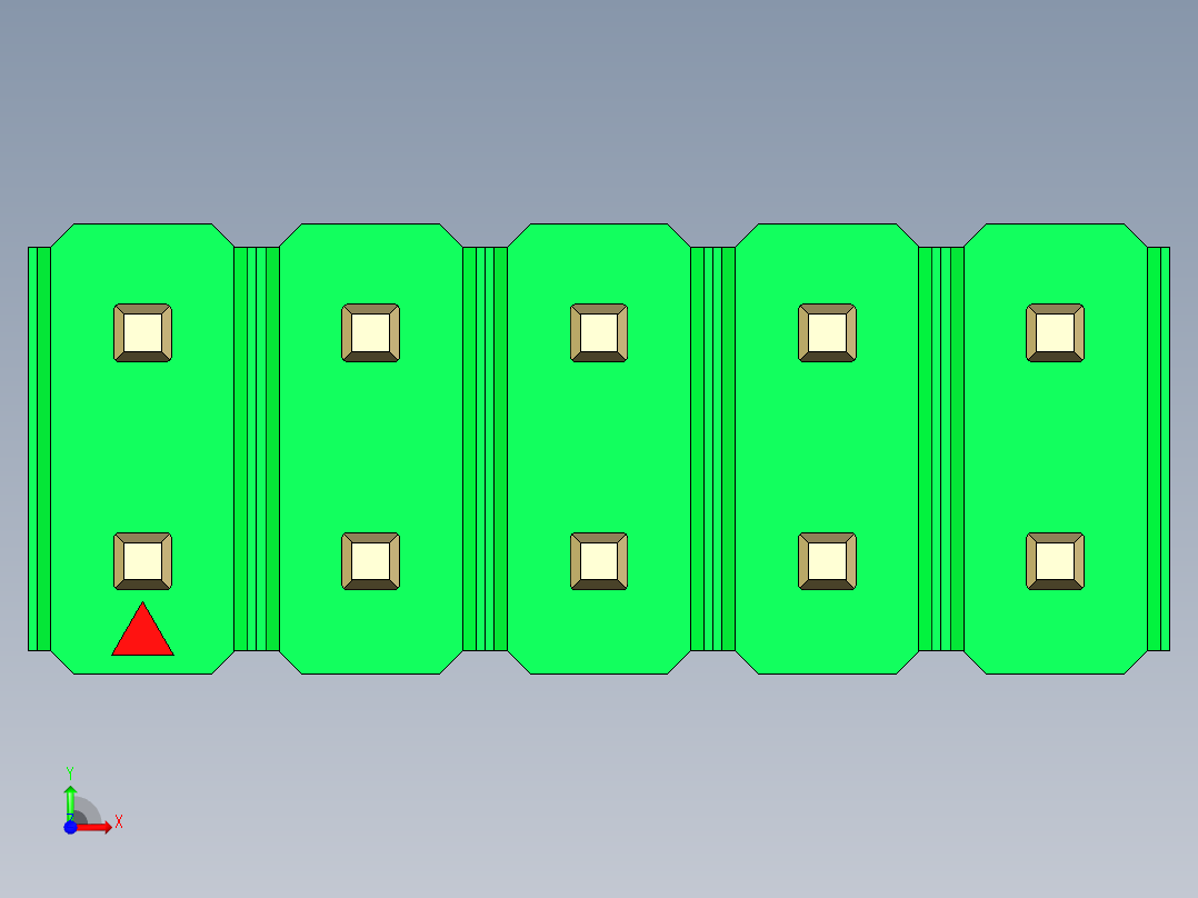 彩色公头100mil（2.54mm）系列-DS1021_green_2x05p_100mil_Type43_rev1.0前视图