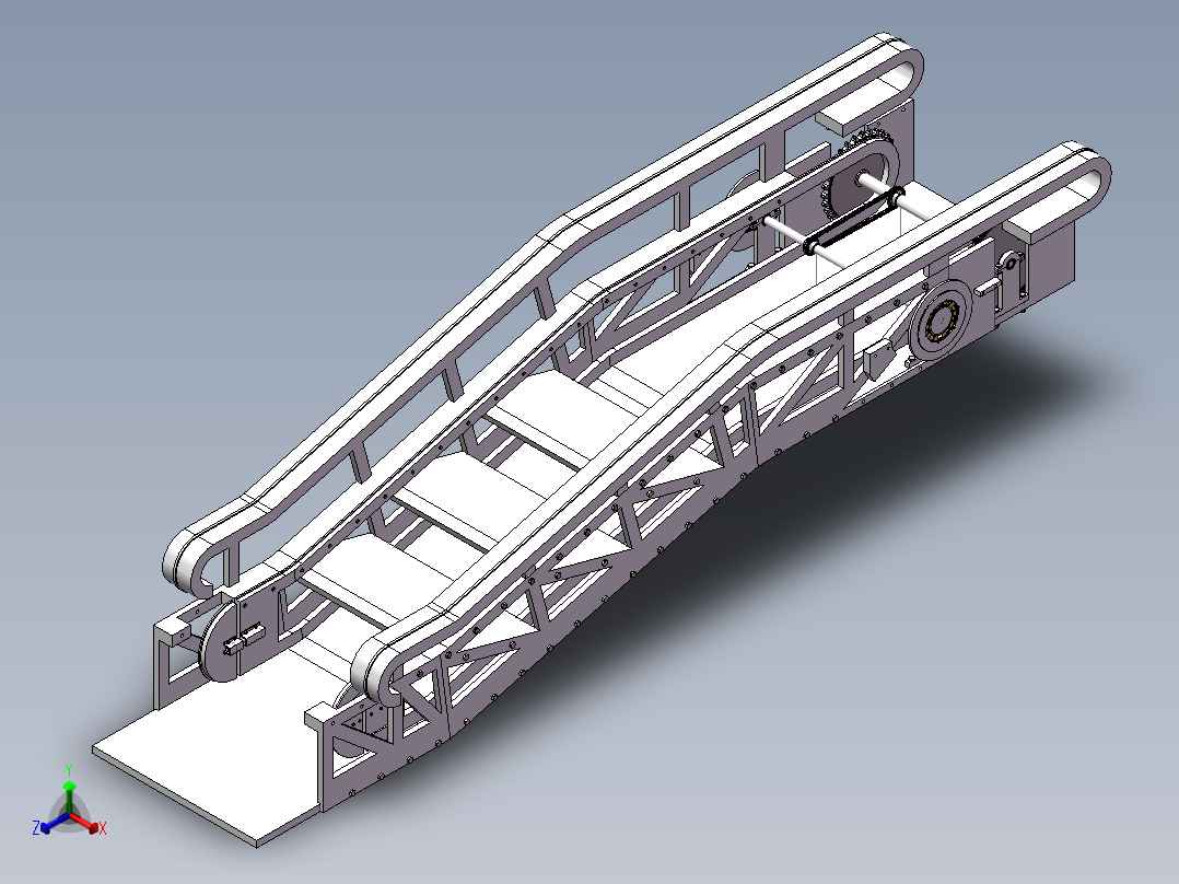 超市倾斜式自动人行道正等轴测图