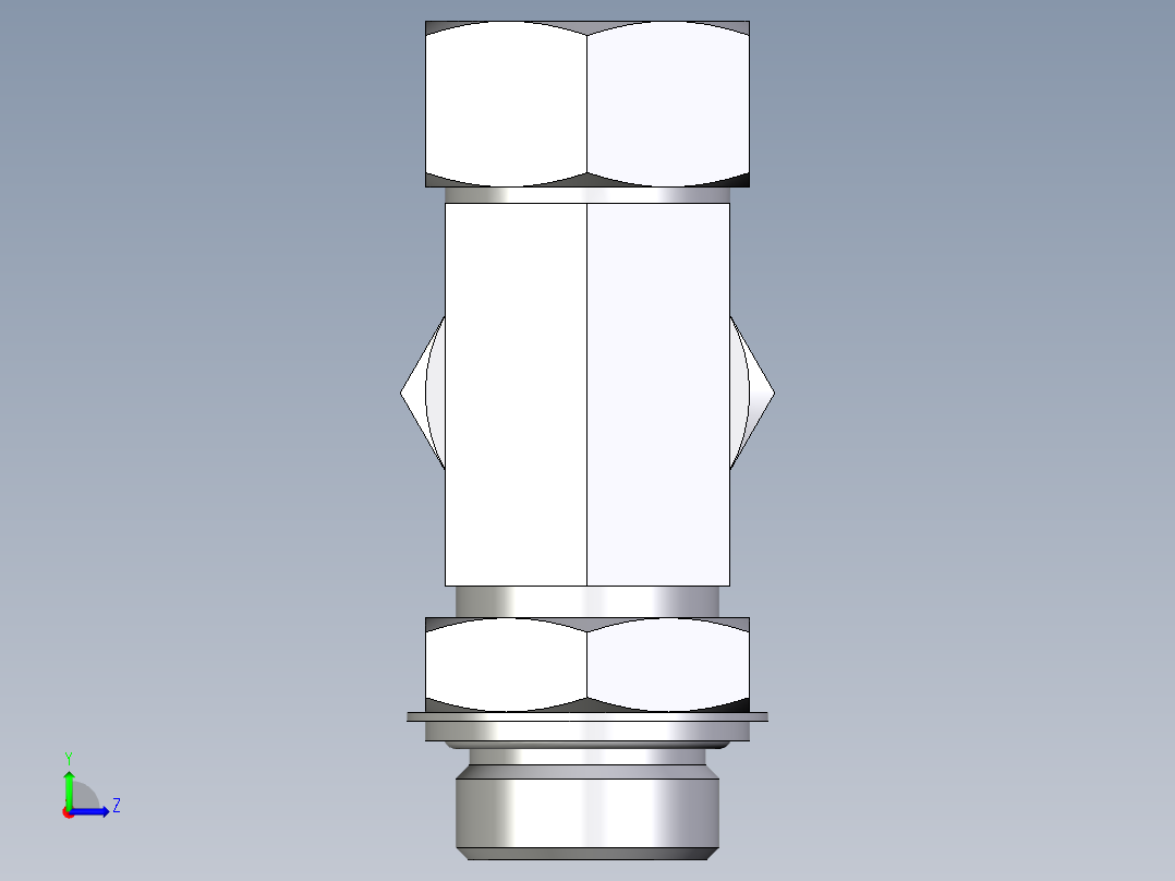 卡套式工业通用硬管接头EO_Adjustable_locknut_run_tee_LEE28LRCF左视图