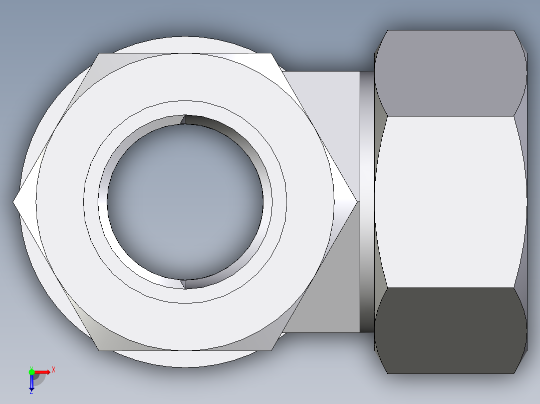 卡套式工业通用硬管接头EO_Adjustable_locknut_run_tee_LEE28LRCF俯视图