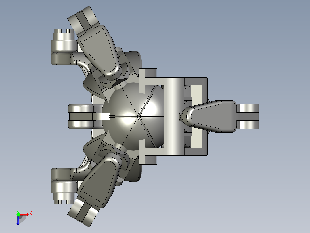 Black Ram设计的手臂外接式机械手3D打印图纸 stl格式俯视图