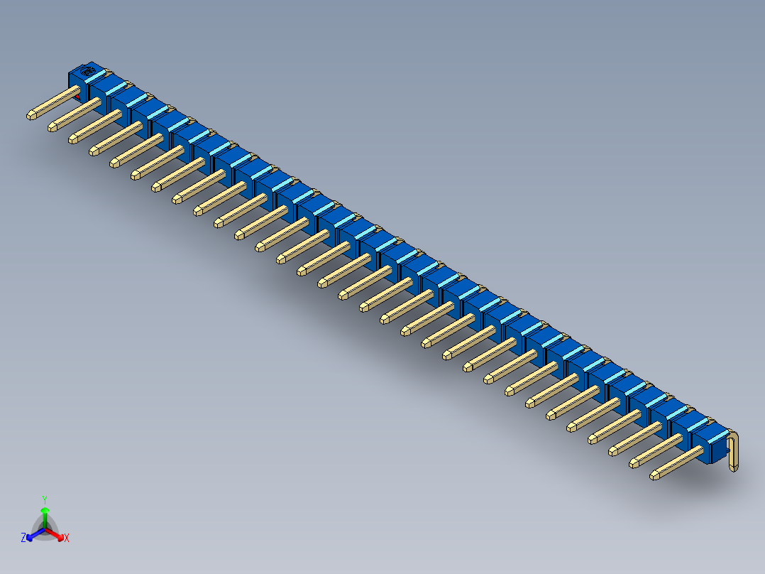 彩色公排针 100mil 2.54mm 系列-DS1022_blue_1x31p_100mil_TypeD_rev1.0
