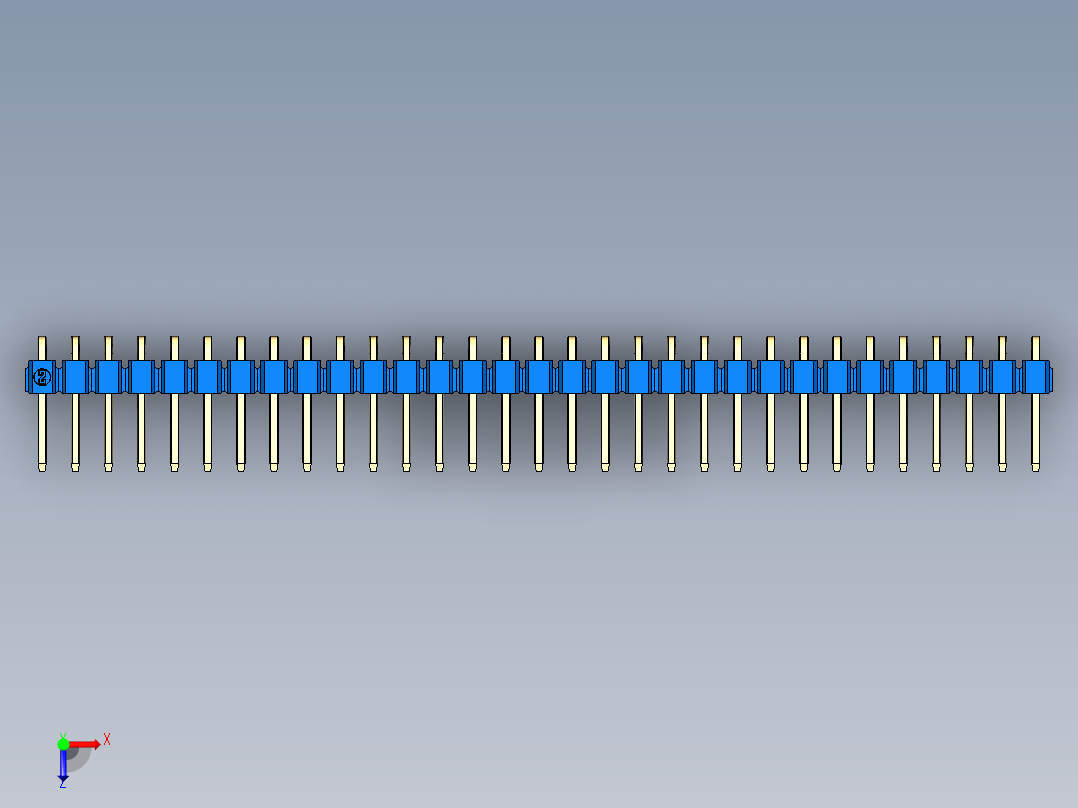 彩色公排针 100mil 2.54mm 系列-DS1022_blue_1x31p_100mil_TypeD_rev1.0俯视图
