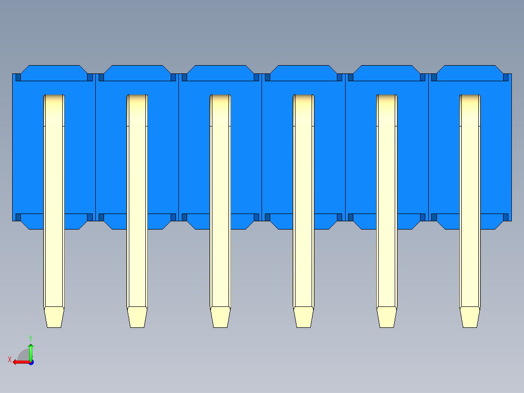彩色公排针 100mil 2.54mm 系列-DS1022_blue_2x06p_100mil_TypeD_rev1.0后视图