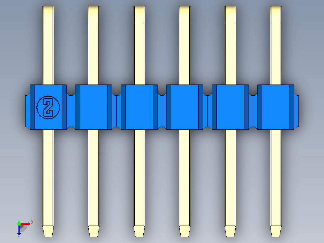 彩色公排针 100mil 2.54mm 系列-DS1022_blue_2x06p_100mil_TypeD_rev1.0俯视图