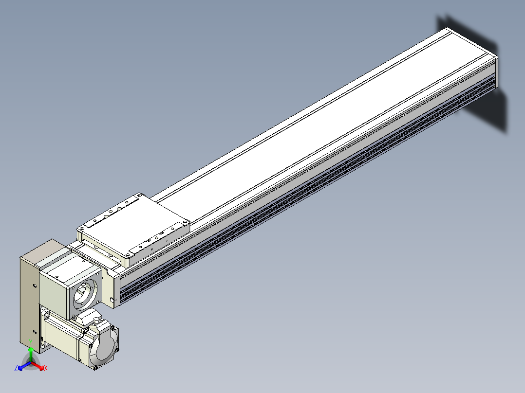 同步带全封闭直线模组TPA-HCB-105D-90-L550-LP-C-P20-N3正等轴测图