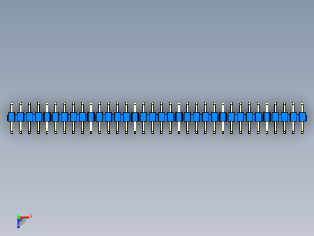 彩色公排针 100mil 2.54mm 系列-DS1022_blue_34p_100mil_TypeU_rev1.0俯视图
