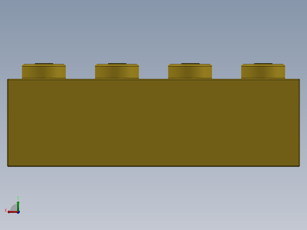 乐高套装 4421基本积木-300124 Bright Yellow Brick 2 x 4.SLDPRT后视图