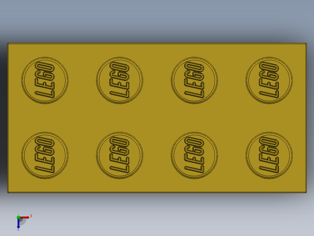 乐高套装 4421基本积木-300124 Bright Yellow Brick 2 x 4.SLDPRT俯视图