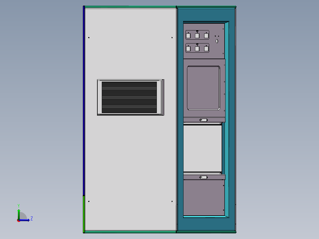 钣金综合机柜左视图