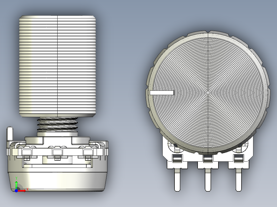 音量控制旋钮电位计前视图