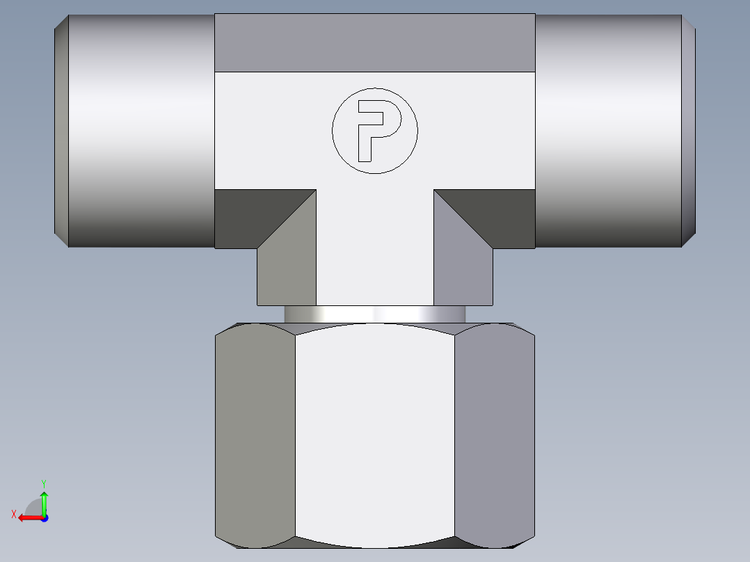 卡套式工业通用硬管接头EO_Swivel_nut_branch_tee_ET10LOMD71后视图