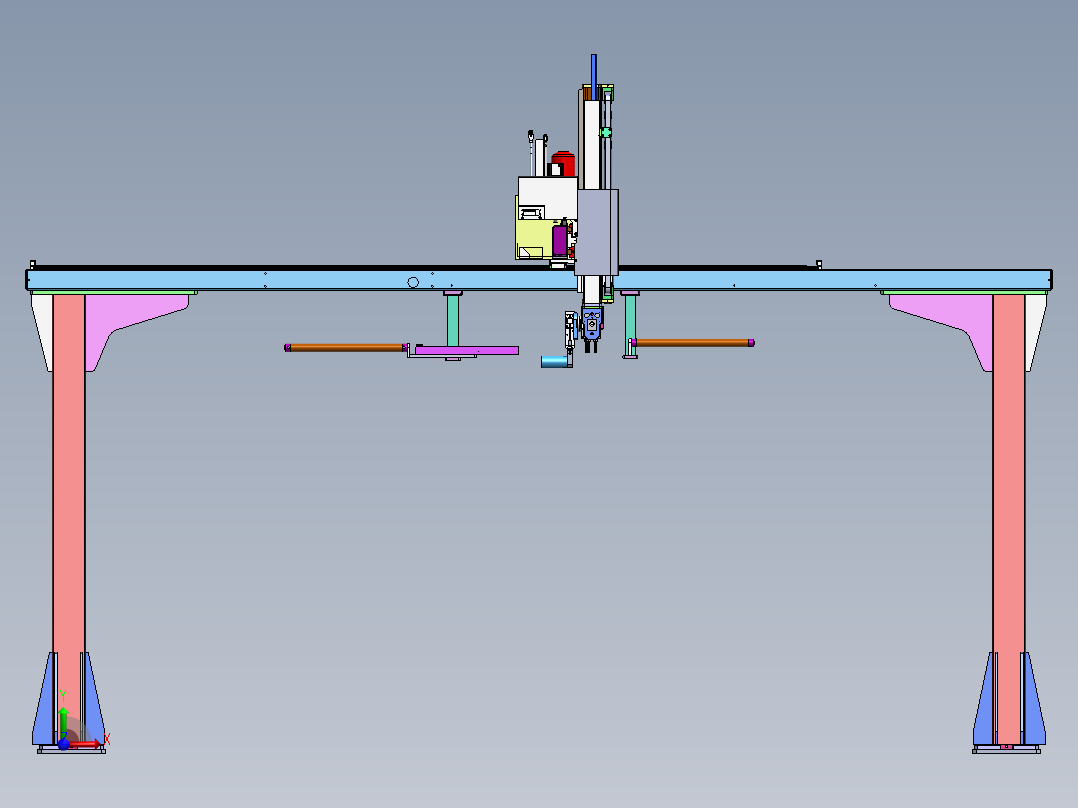 数控车管类零件桁架机械手sw18可编辑前视图