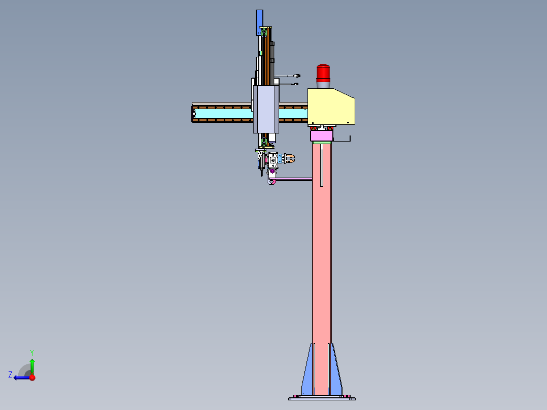 数控车管类零件桁架机械手sw18可编辑右视图
