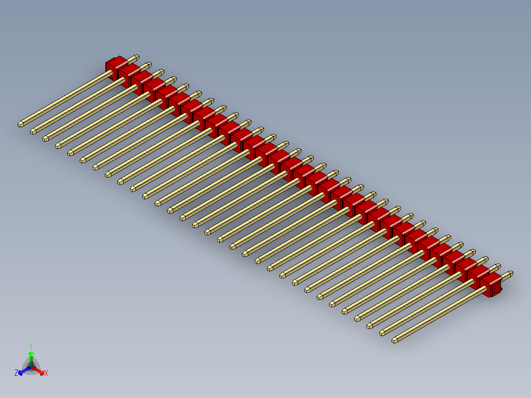 彩色公头100mil（2.54mm）系列-DS1021_red_1x31p_100mil_Type19_rev1.0正等轴测图