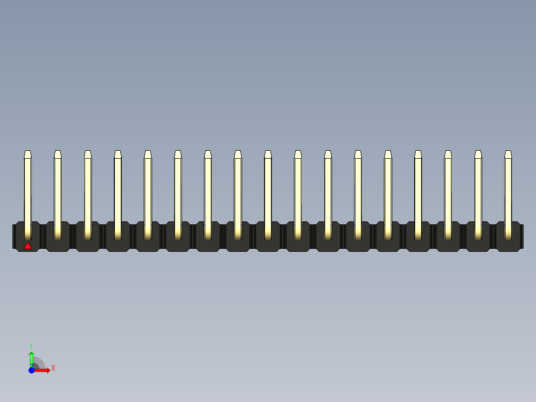 彩色公排针 100mil 2.54mm 系列-DS1022_black_17p_100mil_TypeU_rev1.0前视图