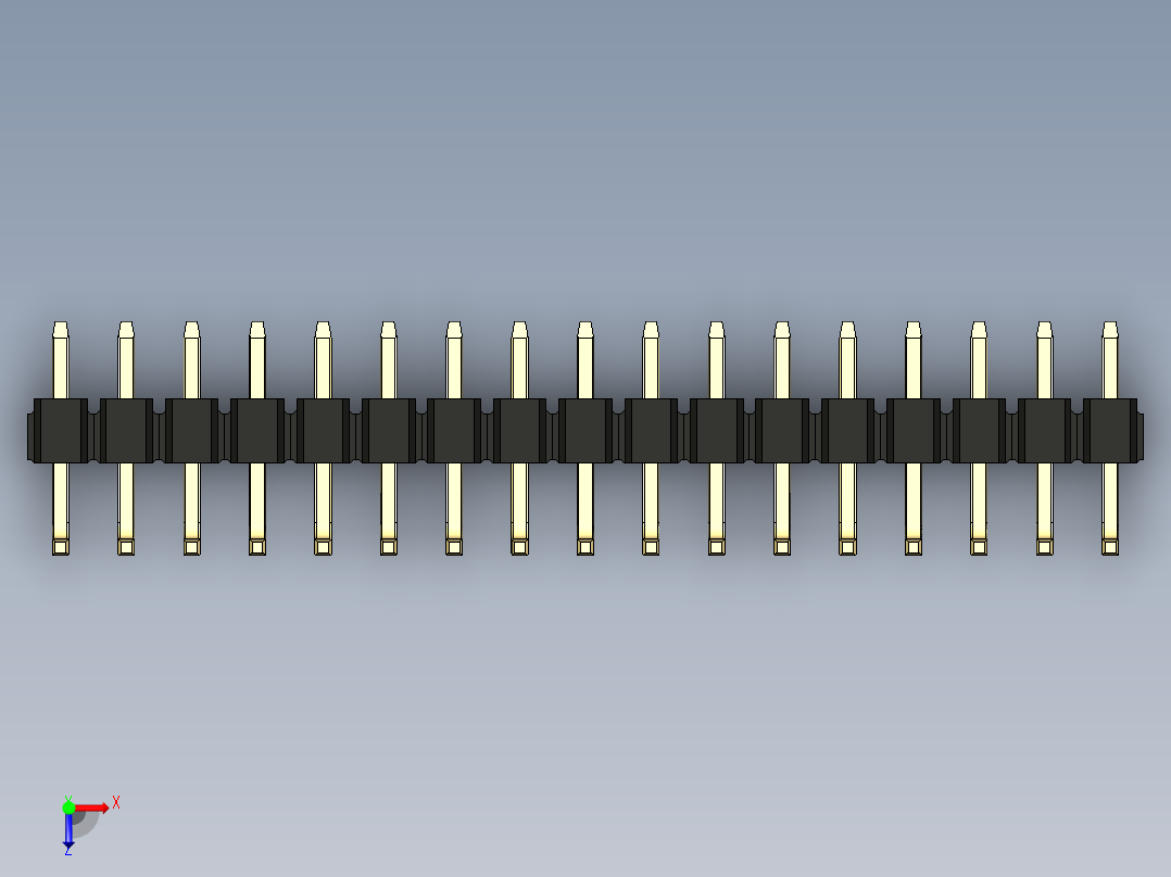 彩色公排针 100mil 2.54mm 系列-DS1022_black_17p_100mil_TypeU_rev1.0俯视图