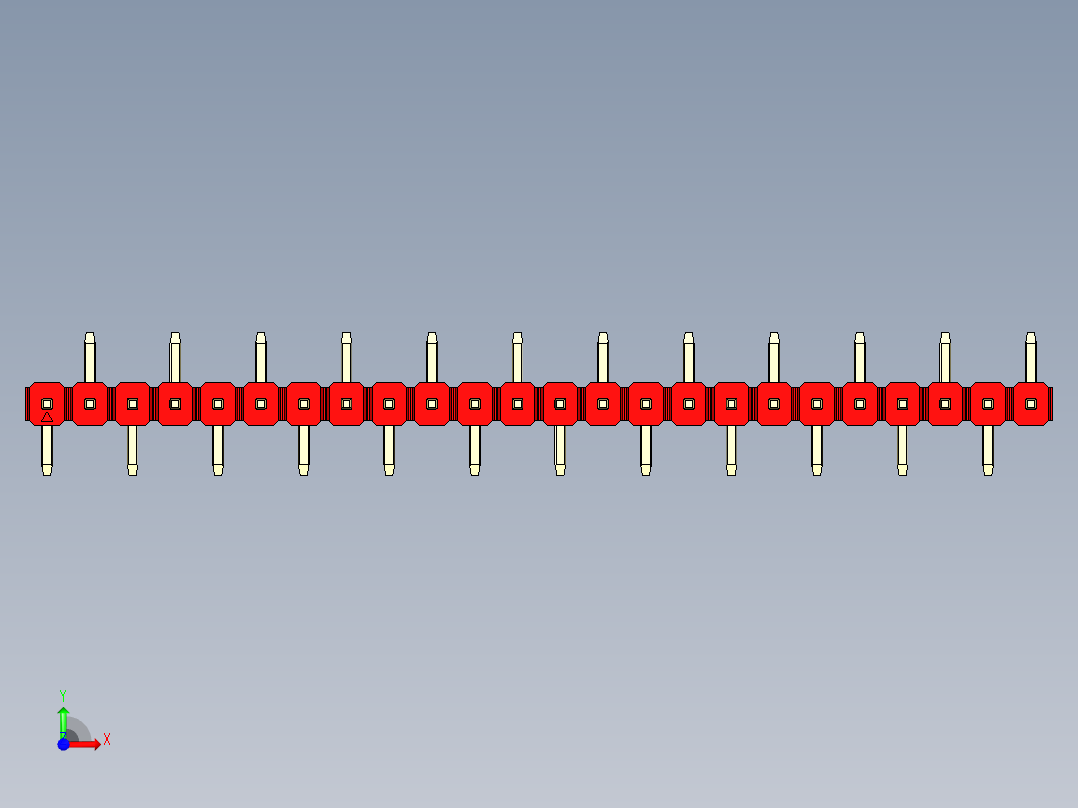 彩色公排针 100mil 2.54mm 系列-DS1022_red_24p_100mil_Type_SMT_R2_rev1.0前视图
