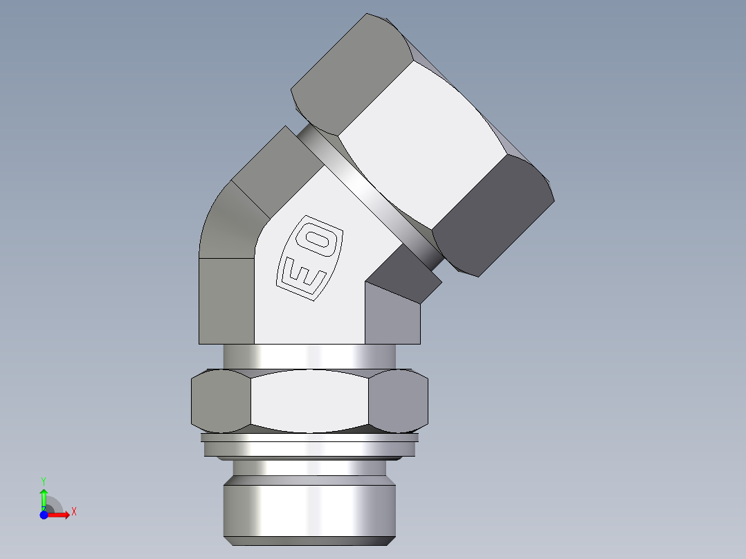 卡套式工业通用硬管接头EO_Adjustable_locknut_45_deg_elbow_VEE22ZLM27X2CF前视图