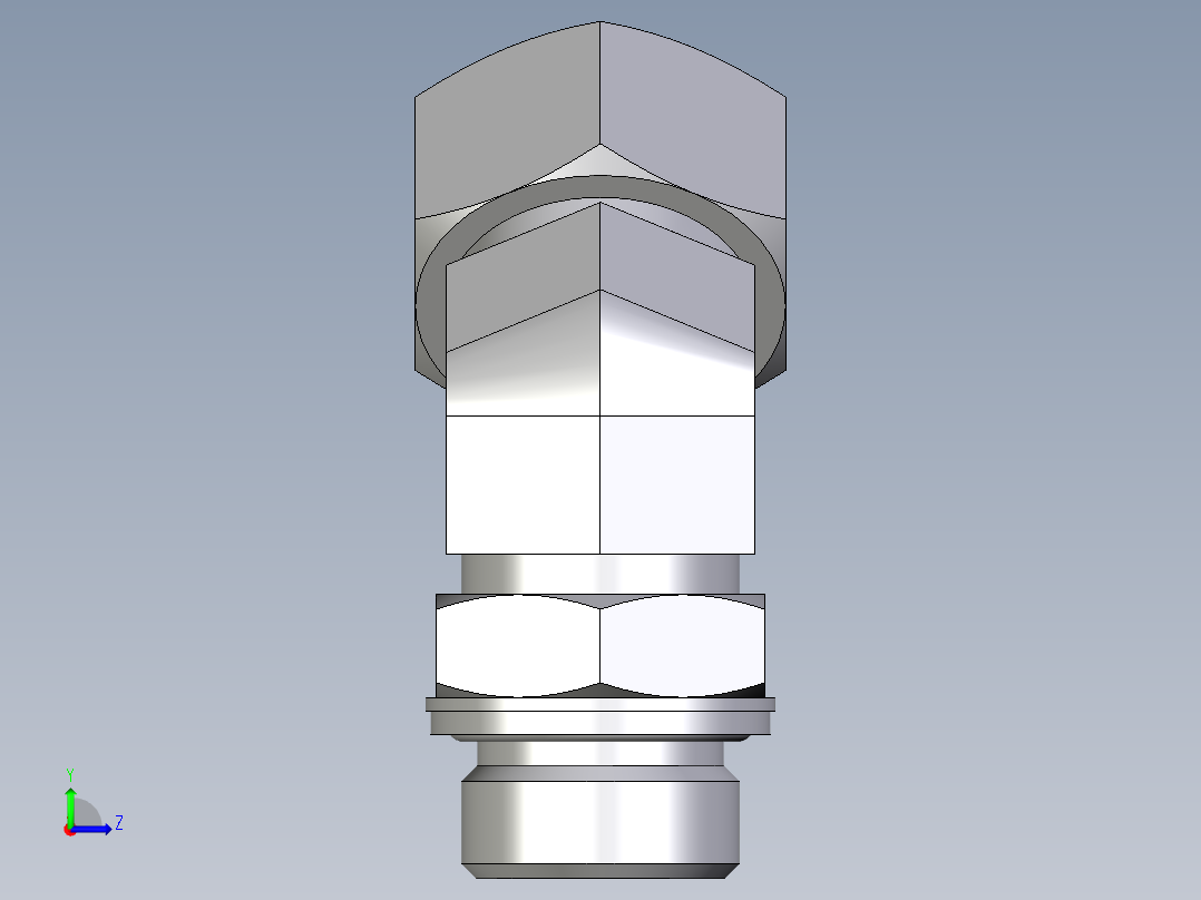 卡套式工业通用硬管接头EO_Adjustable_locknut_45_deg_elbow_VEE22ZLM27X2CF左视图