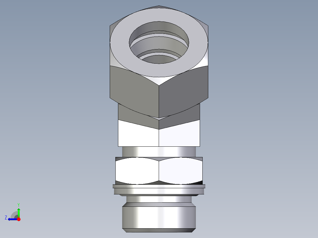 卡套式工业通用硬管接头EO_Adjustable_locknut_45_deg_elbow_VEE22ZLM27X2CF右视图