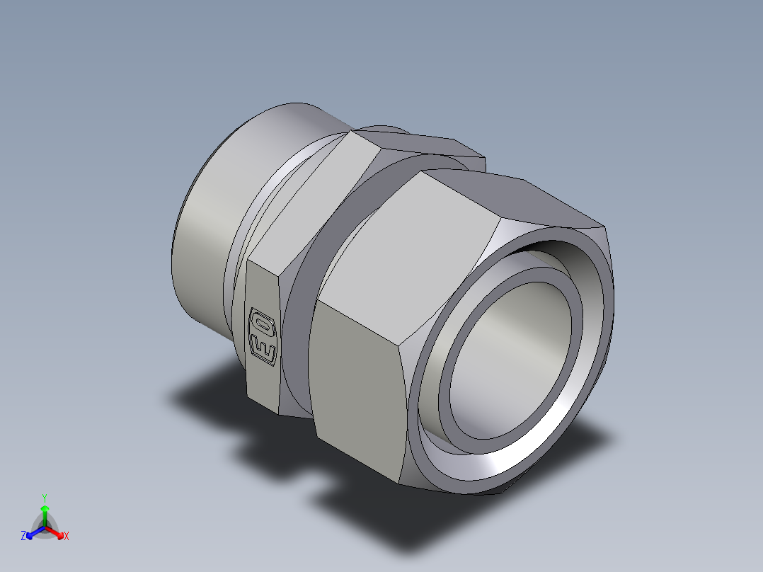 卡套式工业通用硬管接头EO_Standpipe_connector_EVGE35LREDCF正等轴测图