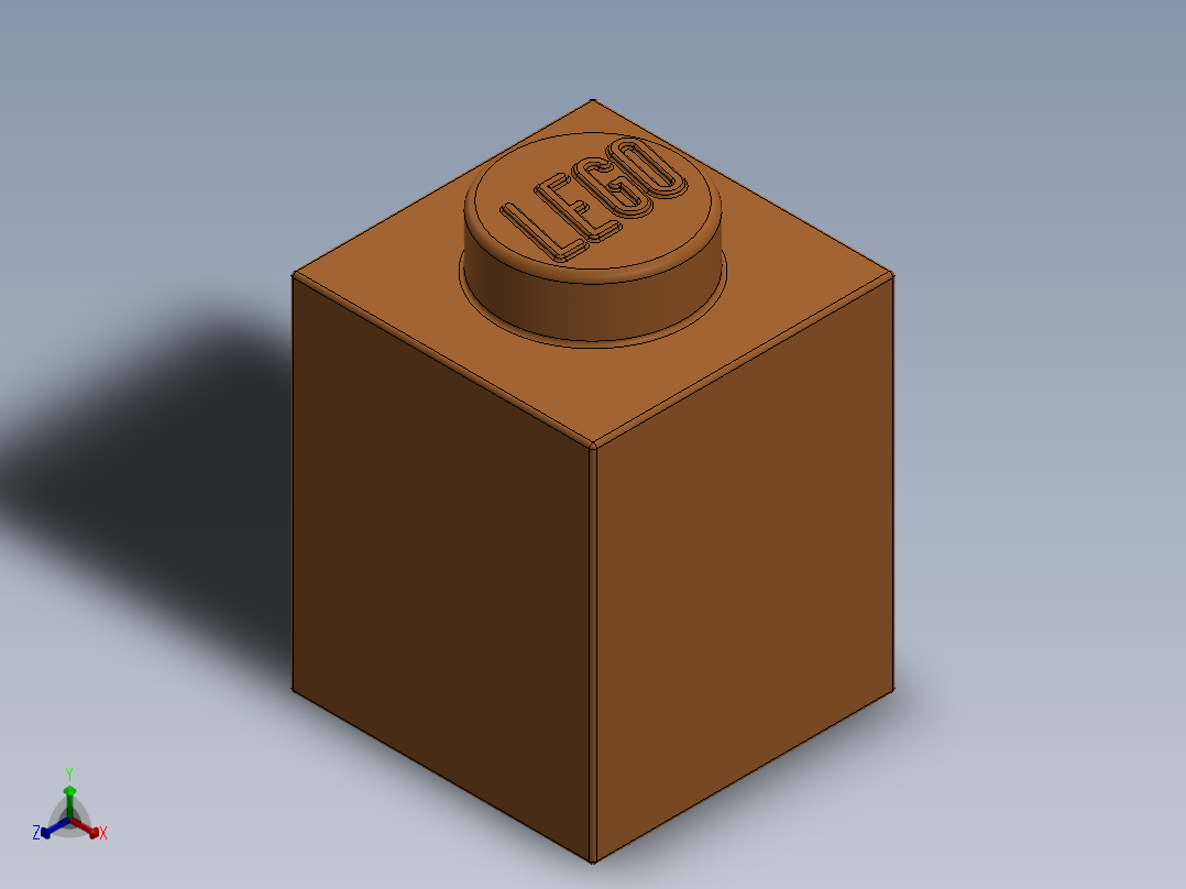 乐高套装 4421基本积木-4713805 - 3005 Bright Orange Brick 1 x 1.SLDPRT正等轴测图