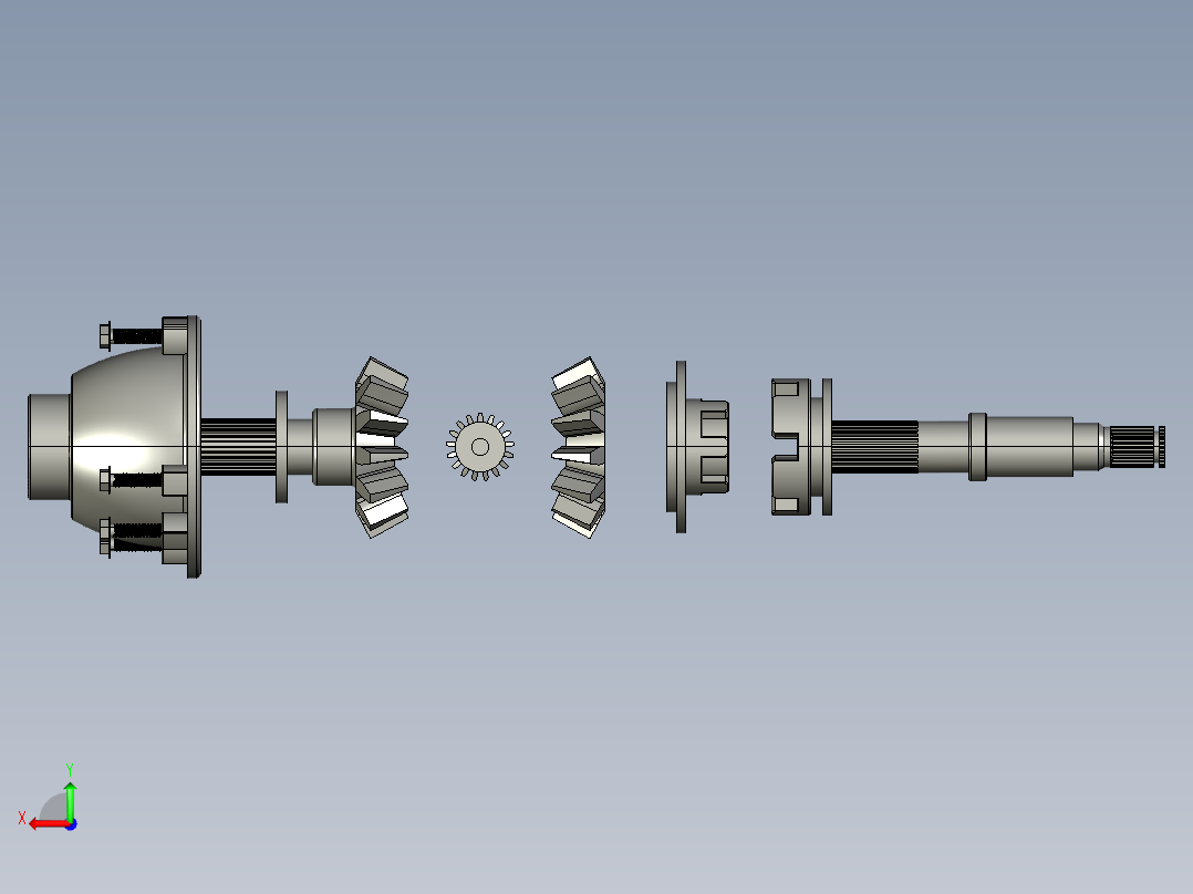 差速齿轮简易模型爆炸图3D图纸 Solidworks设计 附STEP后视图