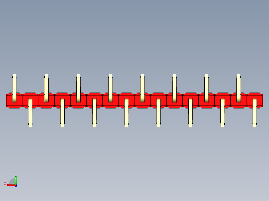 彩色公排针 100mil 2.54mm 系列-DS1022_red_16p_100mil_Type_SMT_R2_rev1.0后视图