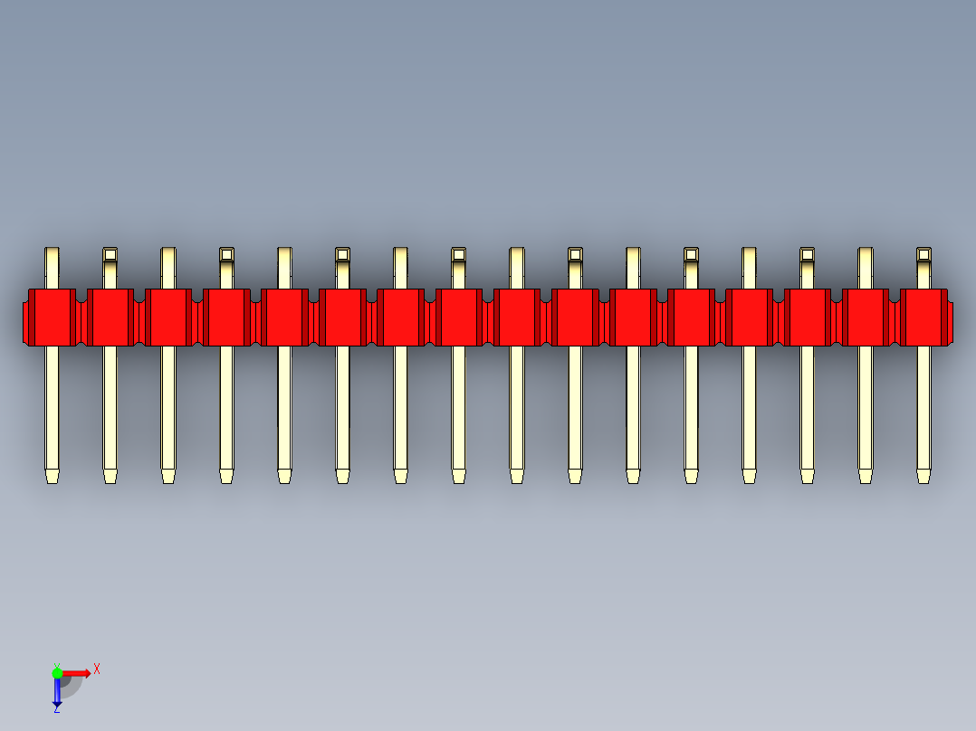 彩色公排针 100mil 2.54mm 系列-DS1022_red_16p_100mil_Type_SMT_R2_rev1.0俯视图