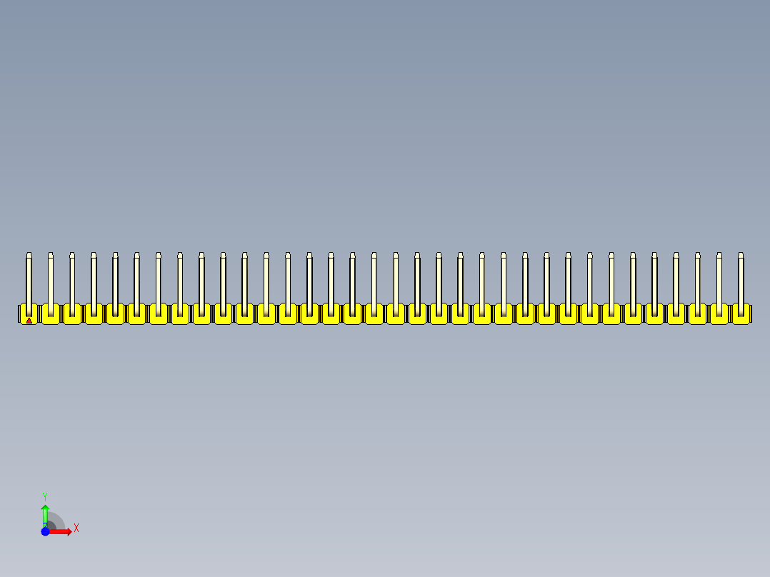 彩色公排针 100mil 2.54mm 系列-DS1022_yellow_34p_100mil_TypeU_rev1.0前视图