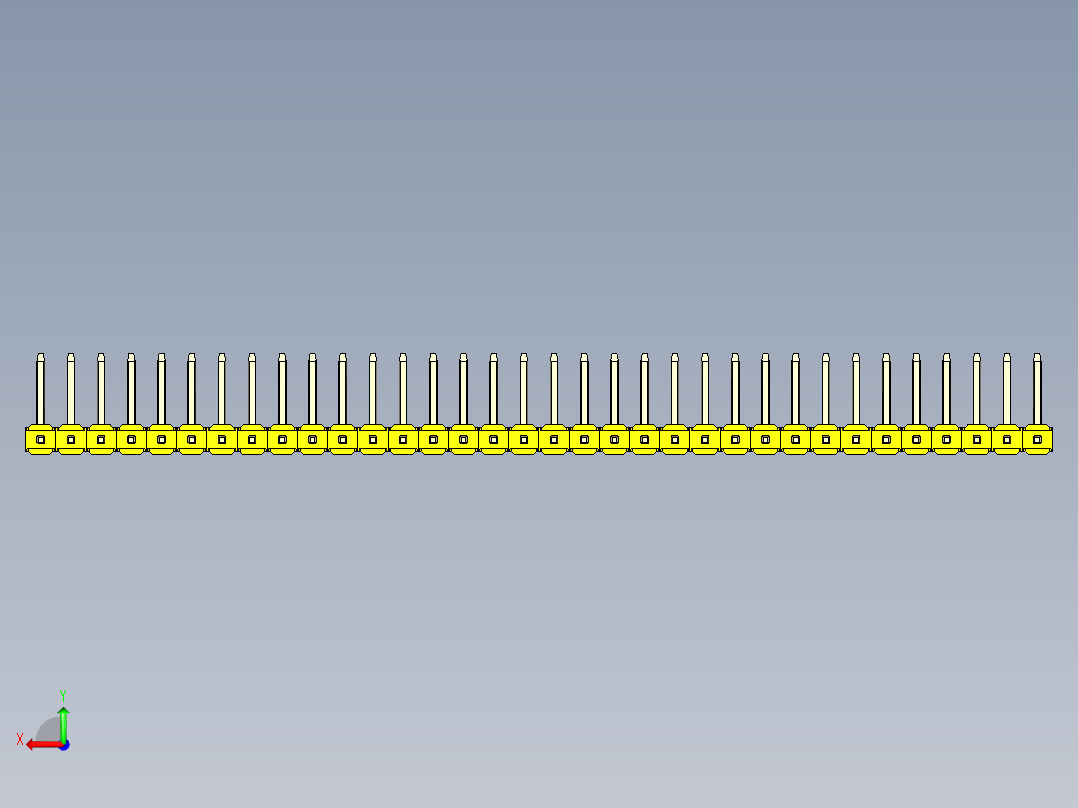 彩色公排针 100mil 2.54mm 系列-DS1022_yellow_34p_100mil_TypeU_rev1.0后视图