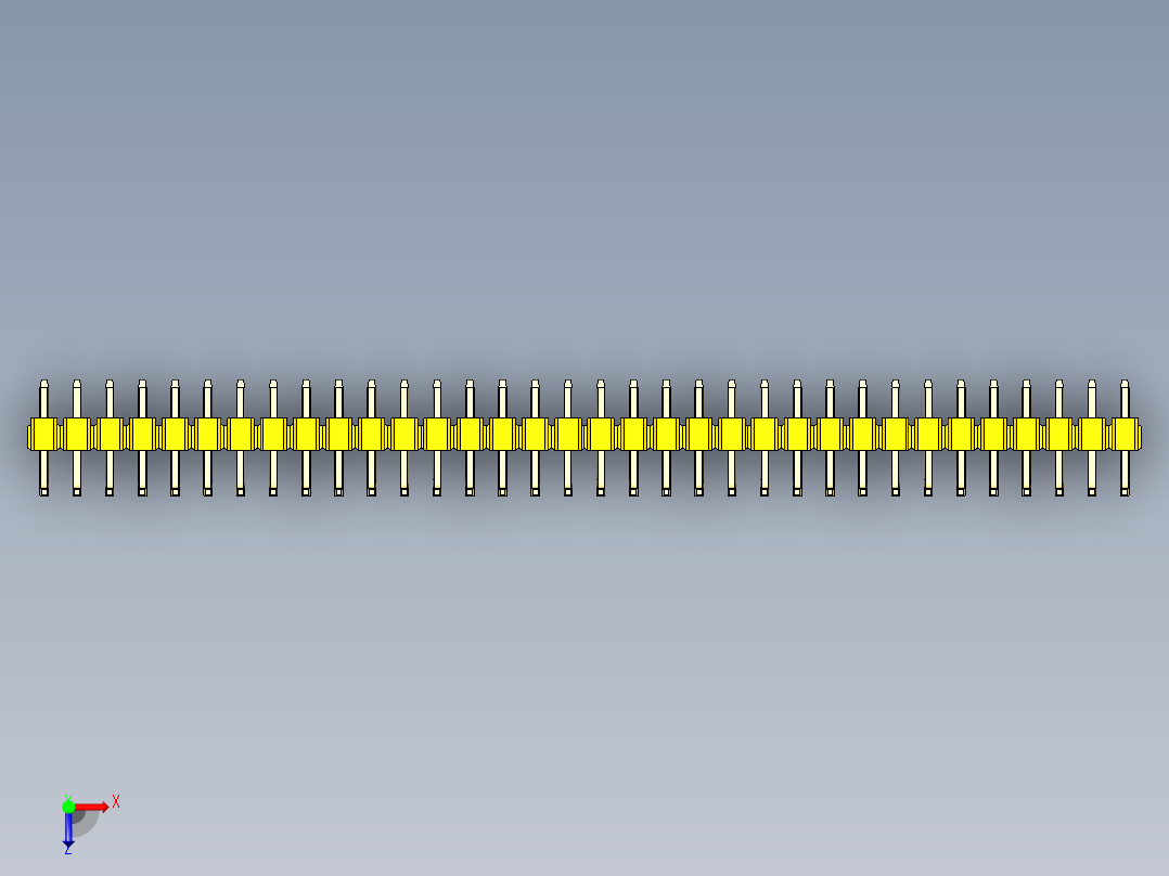 彩色公排针 100mil 2.54mm 系列-DS1022_yellow_34p_100mil_TypeU_rev1.0俯视图