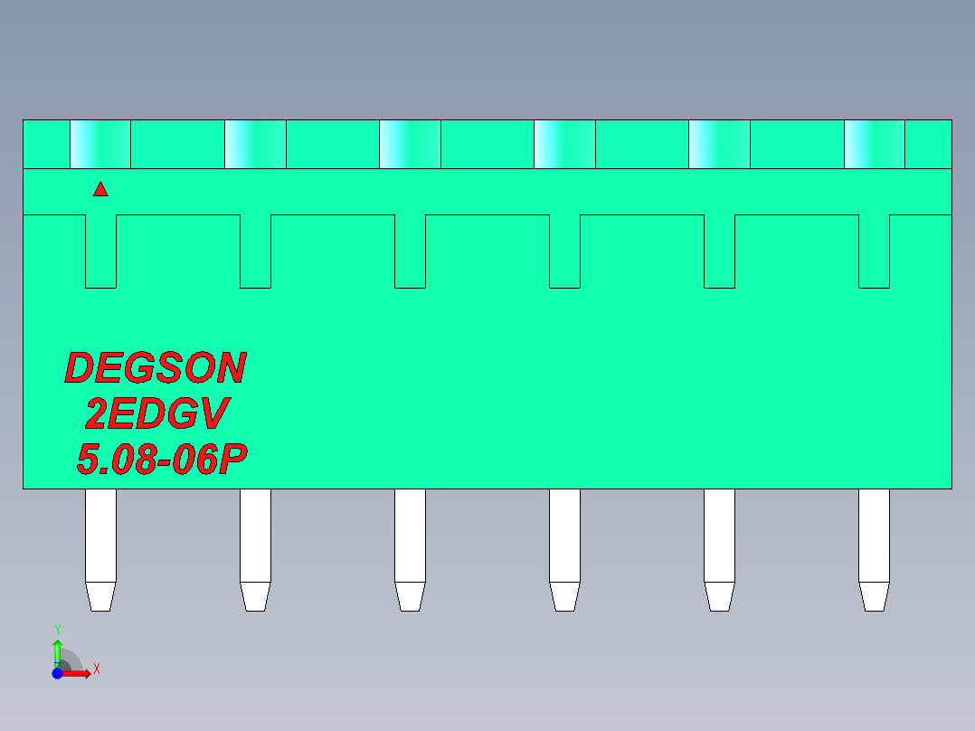 DEGSON 2EDG 系列 5.08mm 可插拔接线端子组-2EDGV-5.08-06P-14-00AH前视图