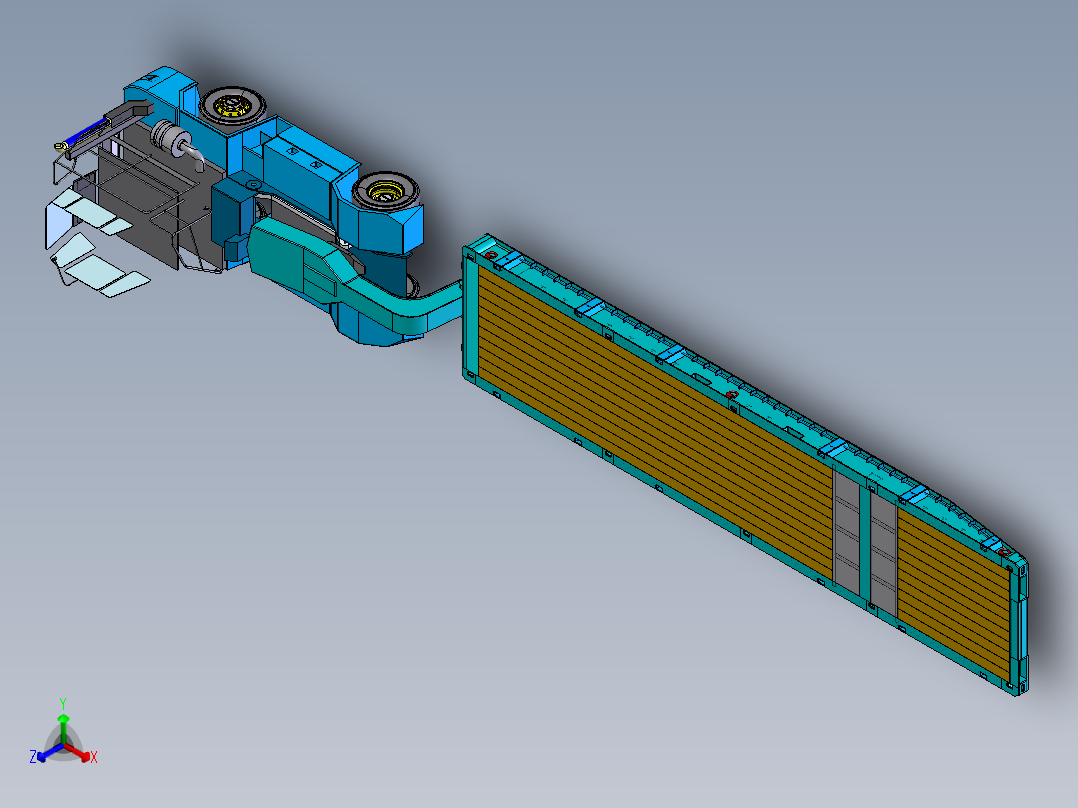 装有鹅颈的滚装码头卡车正等轴测图
