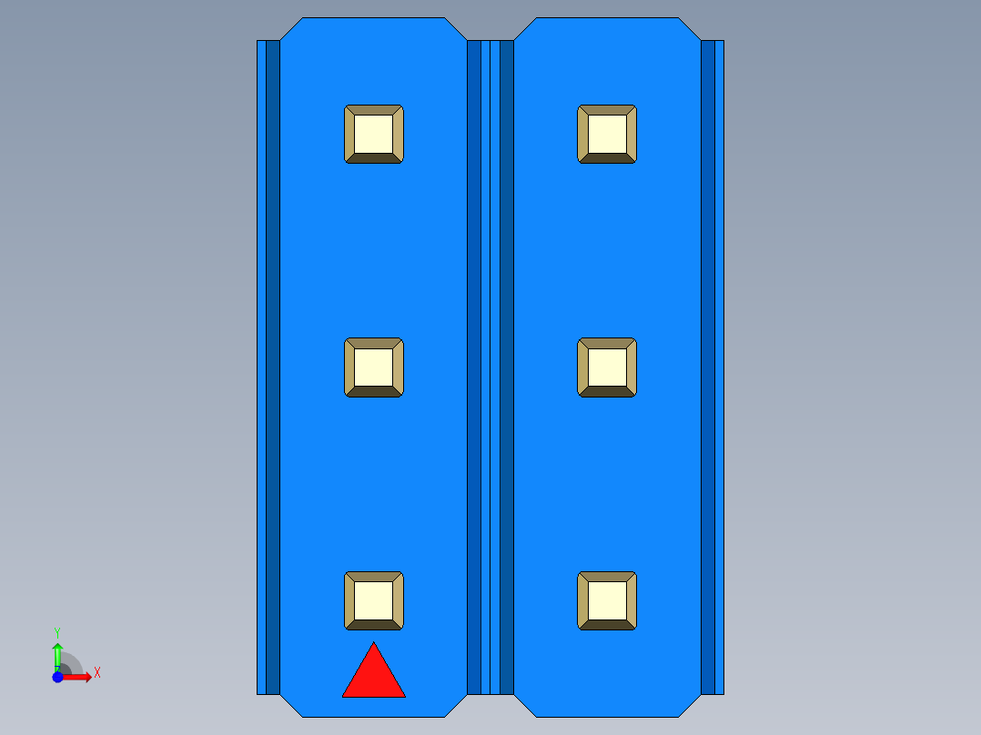 彩色公头100mil（2.54mm）系列-DS1021_blue_3x02p_100mil_Type19_rev1.0前视图