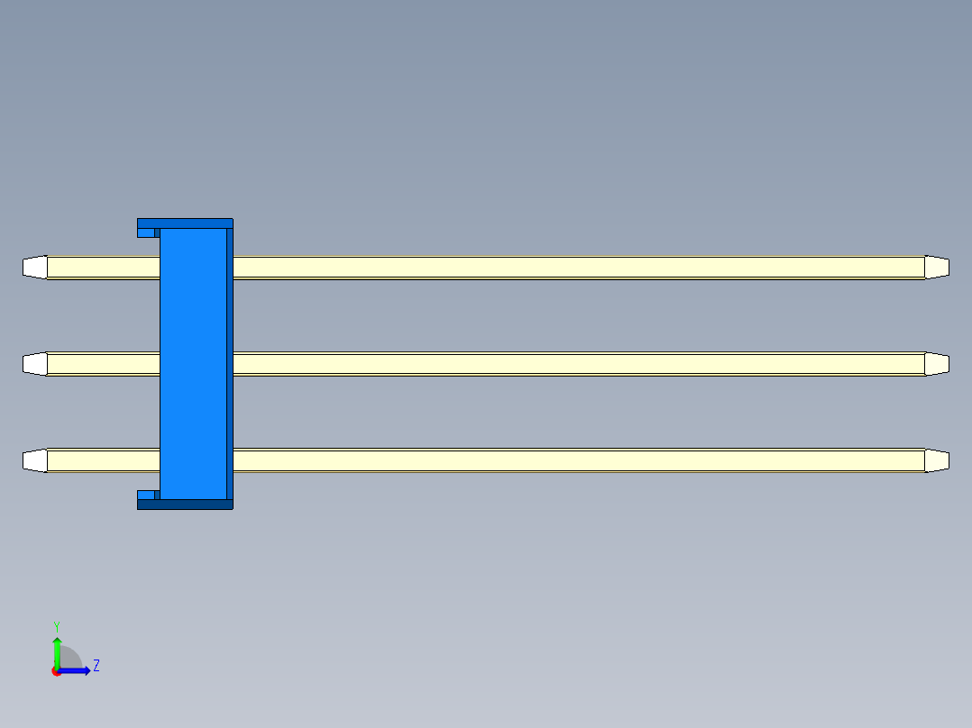 彩色公头100mil（2.54mm）系列-DS1021_blue_3x02p_100mil_Type19_rev1.0左视图