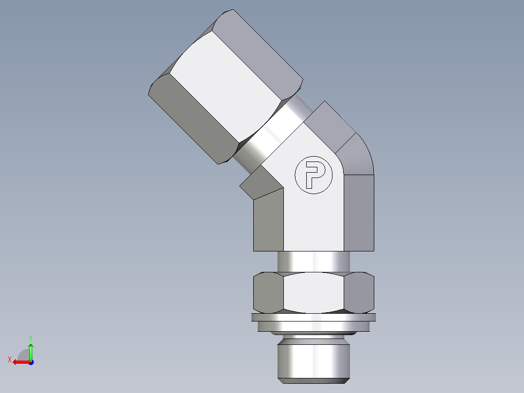 卡套式工业通用硬管接头EO_Adjustable_locknut_45_deg_elbow_VEE06ZLRCF后视图