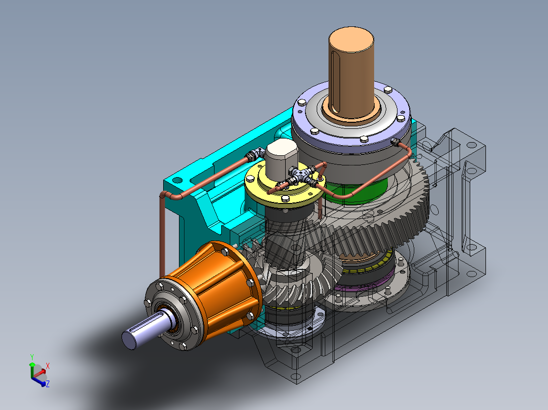 冷却塔齿轮箱<span style='color: red'>3D</span>数模图纸 STEP格式