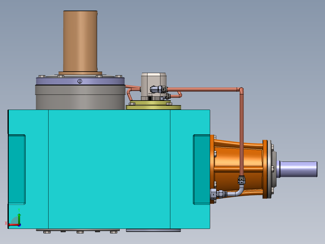 冷却塔齿轮箱3D数模图纸 STEP格式后视图