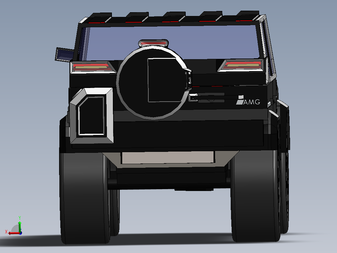 悍马造型越野车3D图纸 Solidworks设计