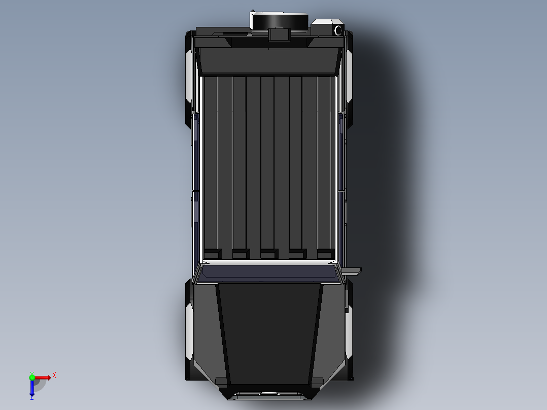 悍马造型越野车3D图纸 Solidworks设计俯视图