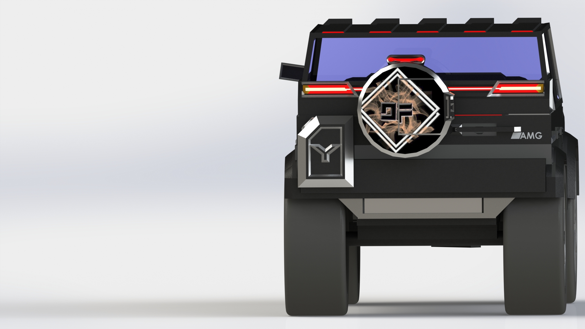 悍马造型越野车3D图纸 Solidworks设计