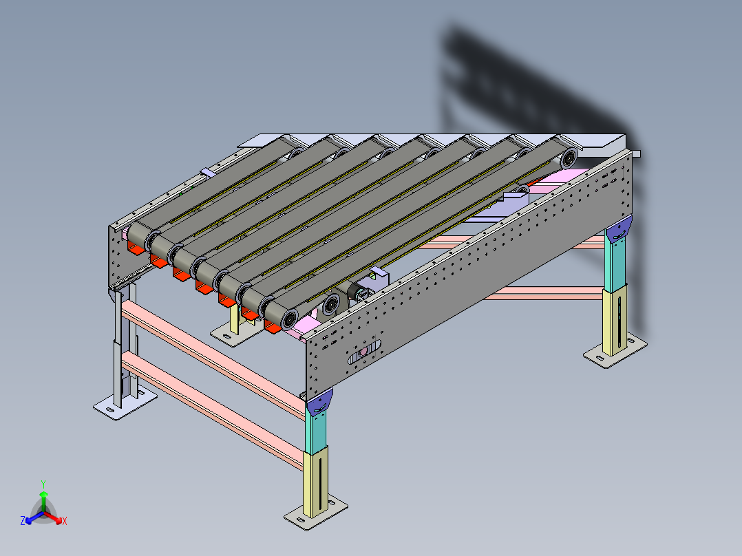 梯形给料系统输送机step正等轴测图