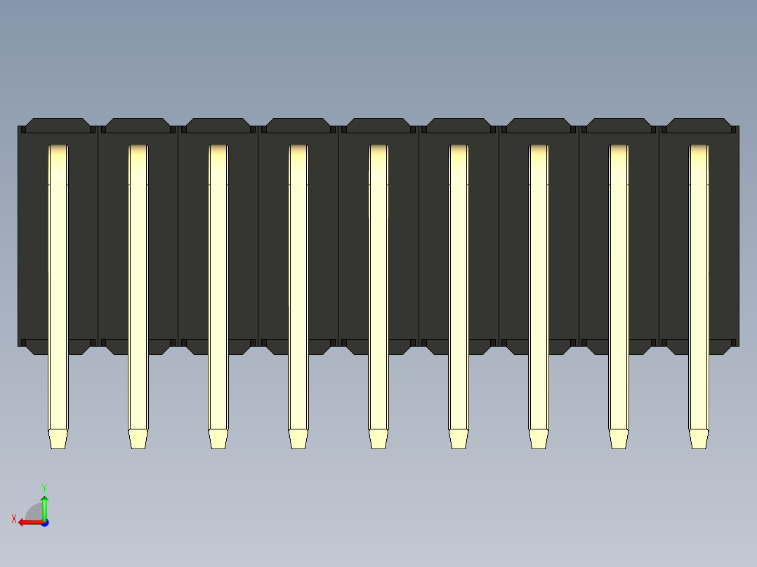 彩色公排针 100mil 2.54mm 系列-DS1022_black_3x09p_100mil_TypeD_rev1.0后视图
