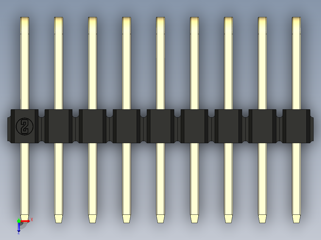 彩色公排针 100mil 2.54mm 系列-DS1022_black_3x09p_100mil_TypeD_rev1.0俯视图