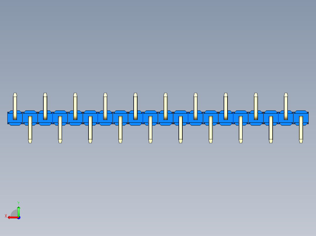 彩色公排针 100mil 2.54mm 系列-DS1022_blue_20p_100mil_Type_SMT_R2_rev1.0后视图