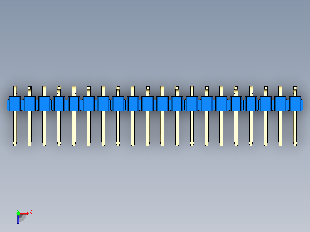 彩色公排针 100mil 2.54mm 系列-DS1022_blue_20p_100mil_Type_SMT_R2_rev1.0俯视图